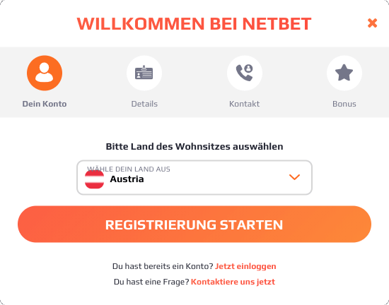 NetBet anmeldeprozess - schritt 1