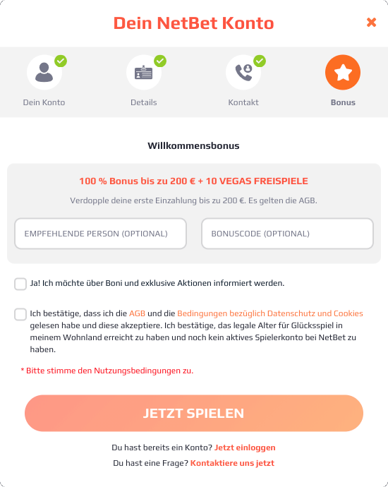 NetBet anmeldeprozess - schritt 5